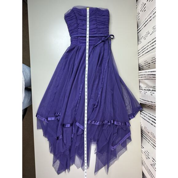 Vintage Y2K Asymmetrical Tulle Satin Trim Dress Womens 7/8 Fairy Whimsigoth HOCO - Picture 8 of 16